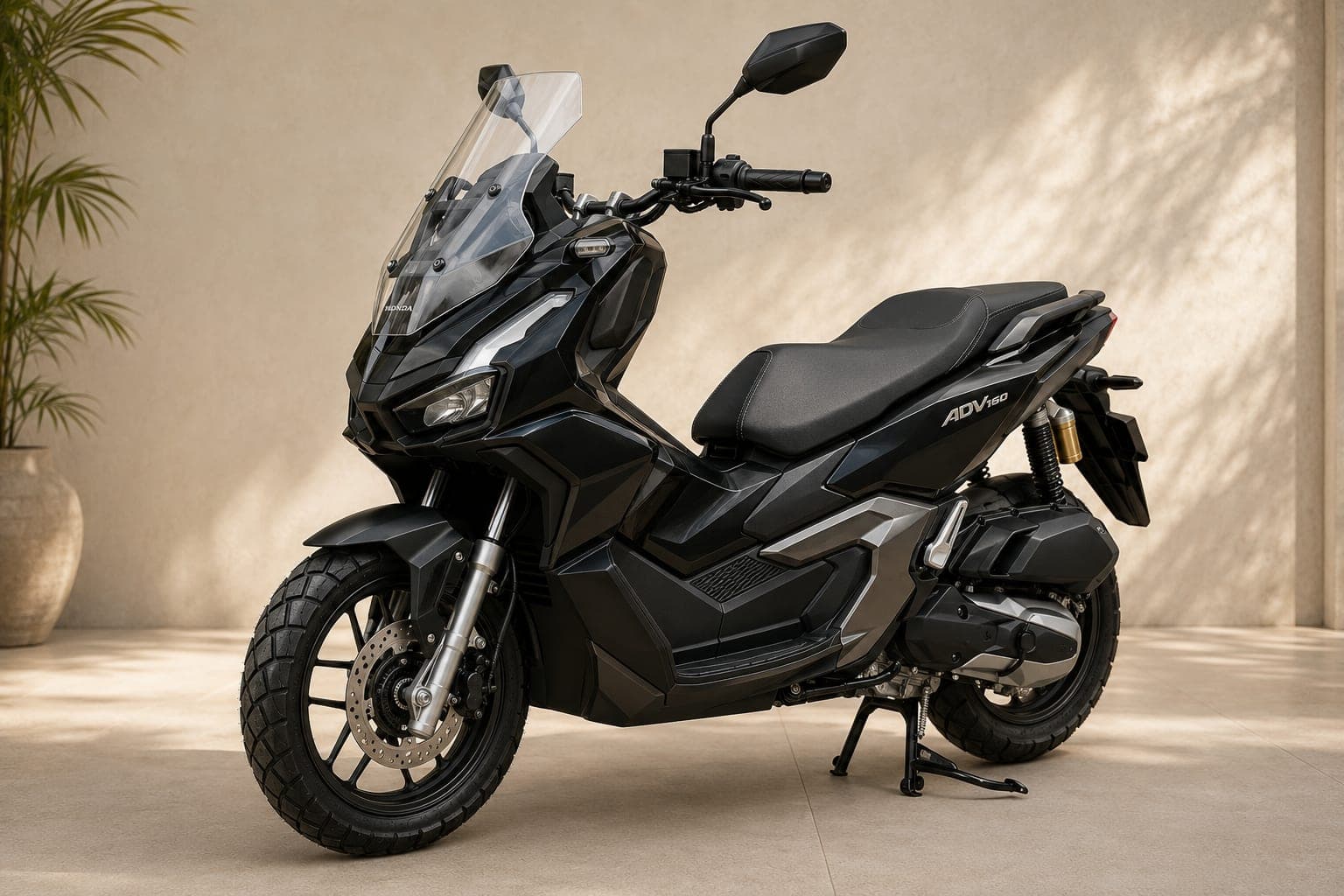 Honda ADV 160 ABS adventure scooter in asteroid black, available for rent in Bali